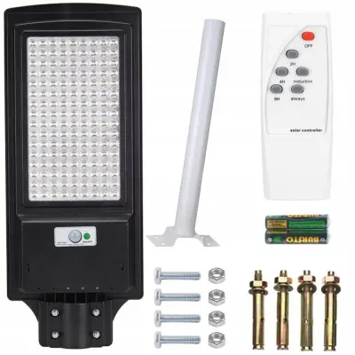 Solarna cestna 200 LED cestna svetilka s PIR sezorjem črna + daljinec