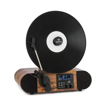 Auna Verticalo SE DAB retro gramofon, Rjava