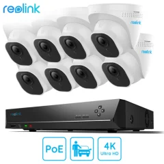 Reolink RLK16-800D8-A varnostni komplet, 1x NVR snemalna enota (4TB) + 8x IP kamera D800, zaznavanje gibanja / oseb / vozil, 4K Ultra HD, IR LED luči, snemanje zvoka, aplikacija, IP66 vodood