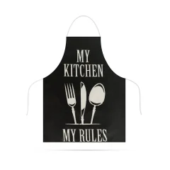 Kuhinjski predpasnik "my kitchen, my rules" imitacija lanu odrasli 68 x 52 cm