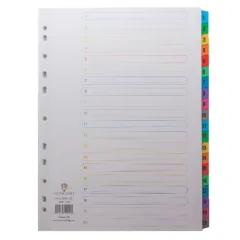 Pregradni karton - register maxi bel A4 20-delni 1-20 številke z barvnimi jahači 09901