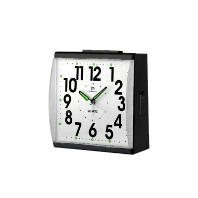 Kvadratna budilka 12x7x12cm / črna / plastika