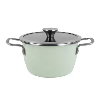 Kozica s pokrovom Nordic 24cm zelena / 2 ročaja / indukcija / emajl, prevleka proti prijemanju