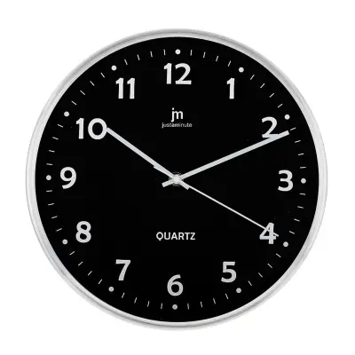 Stenska ura 30cm / 14968b / okrogla / črna / aluminij, steklo