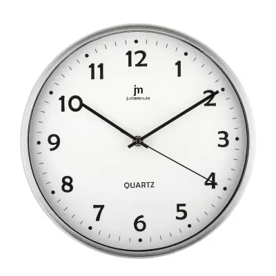 Stenska ura 30cm / 14968b / okrogla / bela / aluminij, steklo