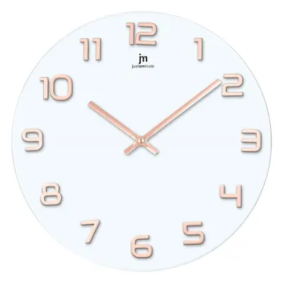 Stenska ura 38cm / 14897br / okrogla / bela - rose gold / steklo, kovina