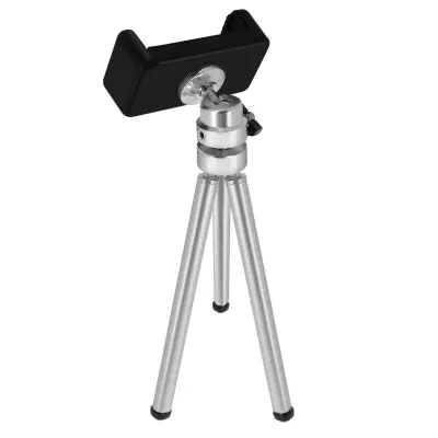 Mini kovinski stativ za pametni telefon, raztegljive noge, Linq - srebrn