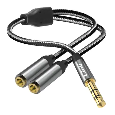 Audio Jack 3,5 mm moški na 2x Jack 3,5 mm ženski adapter, LinQ