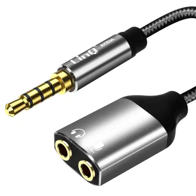 3,5 mm moški prikljucek na dvojni 3,5 mm ženski prikljucek Avdio adapter, mikrofon za slušalke - LinQ