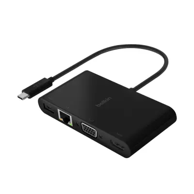 5-v-1 vecportno zvezdišce USB-C - 100 W polnjenje, 4K video, Ethernet in USB sinhronizacija, Belkin - crna