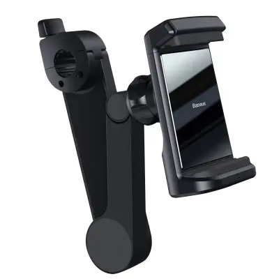 Podpora za telefon v avtu Naslon za glavo Qi Polnilnik Rotating Baseus Black