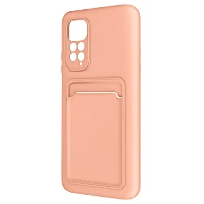 Ovitek za Xiaomi Redmi Note 11 in 11s z držalom za kartico, mehak silikon - losos