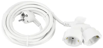 Podaljšek dvojni zaščitni kontakt plastični H05VV-F 3G1.5² 5m bel REV 0016052114 tok podaljšek  16 A  5 m H05RR-F 3G 1\,5 mm²