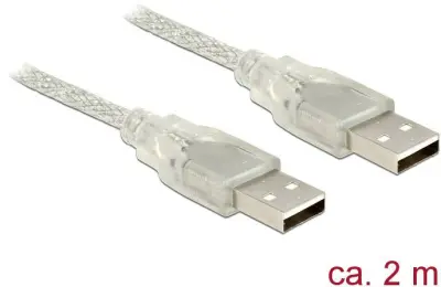 Delock USB kabel USB 2.0 USB-A vtič\, USB-A vtič 2.00 m transparentna s feritnim jedrom 83889