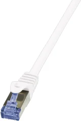 LogiLink CQ307VS RJ45 omrežni kabel\, Patch kabel CAT 6a S/FTP 5.00 m vijolična ognjevaren\, brez halogena\, z zaščitnim zapornim zatičem 1 kos