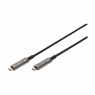 Digitus USB-C-Display kabel USB 3.2 gen. 2 (USB 3.1 gen. 2) USB-C, USB-C vtič 15.00 m črna prilagodljiv, zaščiten, z USB-jem AK-330160-150-S