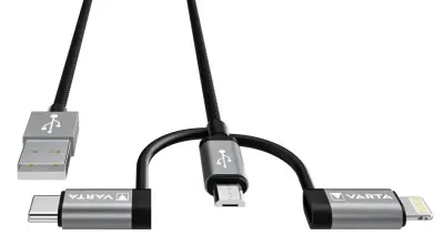 Varta USB kabel  USB-A vtič\, USB-mikro-B vtič\, USB-C® vtič\, Apple Lightning vtič  2.00 m   57937101111