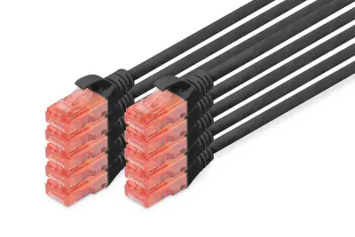 Digitus DK-1617-005-BL-10 RJ45 omrežni kabel\, Patch kabel CAT 6 U/UTP 0.50 m črna  1 kos