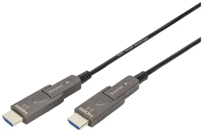 Digitus HDMI kabel HDMI-A vtič 20 m črna AK-330127-200-S 4K UHD, trojno oklopljen, prilagodljiv, skupna zaščita, zaščiten, brez halogena, okrogel, avd