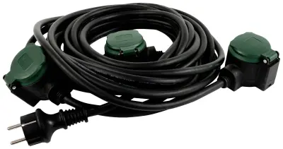 REV 0017103512 tok podaljšek  16 A črna\, zelena 10 m H07RN-F 3G 1\,5 mm²