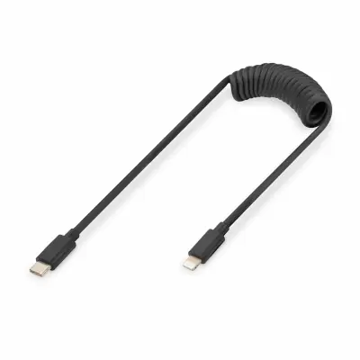 Digitus USB kabel USB 2.0 Apple Lightning vtič \, USB-C® vtič 1.00 m črna prilagodljiv\, zaščiten\, z USB-jem AK-600434-006-S