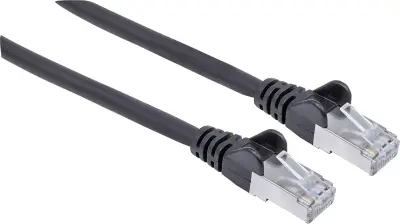 Intellinet 318822 RJ45 omrežni kabel\, Patch kabel CAT 6a S/FTP 15.00 m črna zaščita iz folije\, pletena zaščita\, brez halogena 1 kos