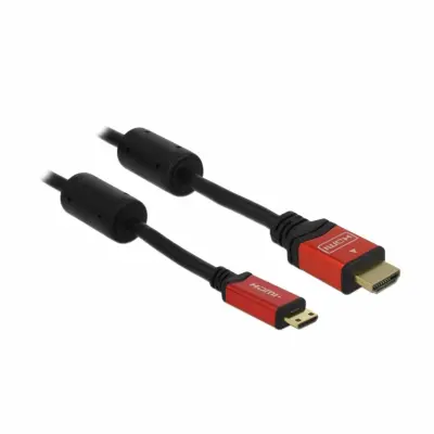 Delock HDMI priključni kabel HDMI-A  vtič\, HDMI-mini-C  vtič 5.00 m črna 84338 pozlačeni konektorji HDMI kabel