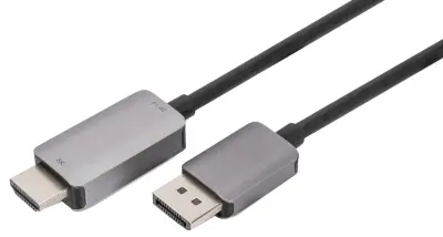 Digitus DisplayPort adapterski kabel DisplayPort vtič, HDMI-A vtič 1 m črna DB-340305-010-S 8K UHD, trojno oklopljen, prilagodljiv, brez halogena Disp