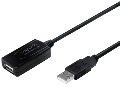 LogiLink USB kabel USB 2.0 USB-A vtič\, USB-A vtičnica 20.00 m črna  UA0146