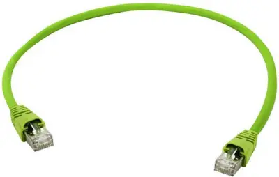 Telegärtner L00005A0058 RJ45 omrežni kabel CAT6a S/FTP 10 m zelena ognjevaren, z zaščitnim zapornim zatičem, dvojno zaščiten, dvojno oklopljen, PUR pl