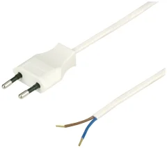 Kabel Euro plastični H03VVH2-F 2x0\,75² 2m bele barve REV 0505624555 tok priključni kabel  bela 2 m