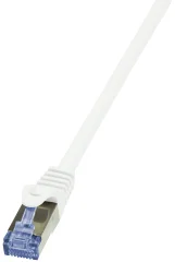 LogiLink CQ4071S RJ45 omrežni kabel\, Patch kabel  S/FTP 5.00 m bela pozlačeni konektorji\, ognjevaren\, z zaščitnim zapornim zatičem 1 kos