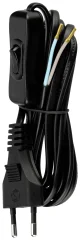 Kabel Euro plastični H03VVH2 2x0\,75² s stikalom 2m črn REV 0505681555 tok priključni kabel  črna 2 m