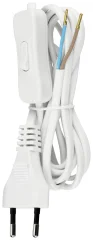 Kabel Euro plastični H03VVH2 2x0\,75² s stikalom 2m bele barve REV 0505680555 tok priključni kabel  bela 2 m