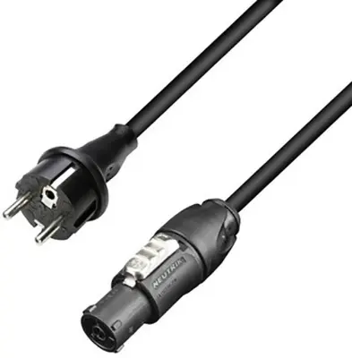 Adam Hall Cables 8101 TCON 0500 napajalni kabel CEE 7/7 na Neutrik powerCON TRUE1 TOP 5 m Adam Hall 8101 TCON 0500 hladne naprave kabel črna 5 m