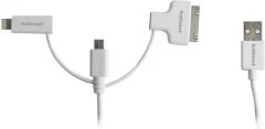 Hähnel Fototechnik USB polnilni kabel  USB-A vtič\, Apple Lightning vtič \, USB-mikro-B vtič\, Apple 30-polni vtič  1.50 m bela  10006510