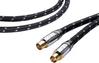 Oehlbach antene priključni kabel [1x 75 Ω antenski moški konektor - 1x 75 Ω antenski ženski konektor] 5.10 m  pozlačeni konektorji črna\, siva