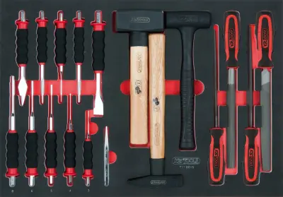 Set pile SCS\, dleta in kladiva\, 18 kosov v sistemski vrstici 1/1 KS Tools 711.0018 7110018 komplet orodja