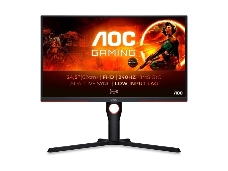 Monitor aoc 62,2 cm (24,5") 25g3zm 1920x1080 gaming 240hz va 1ms 2xhdmi displayport pivot srgb100% freesync premium komponentko