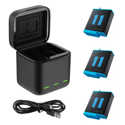 Polnilec za 3 baterije + 3 dodatne baterije za GoPro Hero 11/10/9