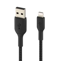 USB na iPhone/iPad Lightning MFi kabel, pleten iz najlona, serija BOOST?CHARGE proizvajalca Belkin, 2 m - crn
