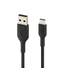 Kabel USB v USB-C, pleten iz najlona, serija BOOST?CHARGE proizvajalca Belkin, 15 cm - crn