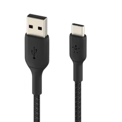 Kabel USB v USB-C, pleten iz najlona, serija BOOST?CHARGE proizvajalca Belkin, 1 m - crn