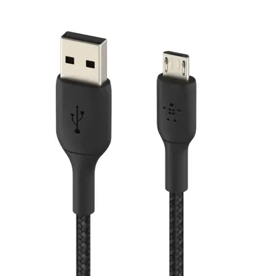 Kabel USB na mikro USB, pleten iz najlona, serija BOOST?CHARGE proizvajalca Belkin, 1 m - crn