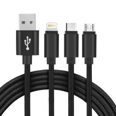 USB 3 v 1 kabel za prenos polnjenja dolžine 1 m Setty Black