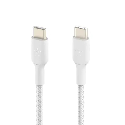 Kabel USB-C v USB-C, pleten iz najlona, serija BOOST?CHARGE proizvajalca Belkin, 1 m - bel