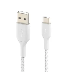 Kabel USB v USB-C, pleten iz najlona, serija BOOST?CHARGE proizvajalca Belkin, 15 cm - bel