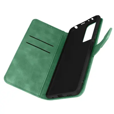 Xiaomi Redmi Note 10 Pro Soft Touch Suede Effect Case z denarnico in stojalom za video, Forcell Tender Book - zelen