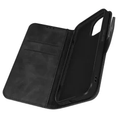 Folio Case za iPhone 13 Pro Suede Effect Wallet Video Holder Forcell Black