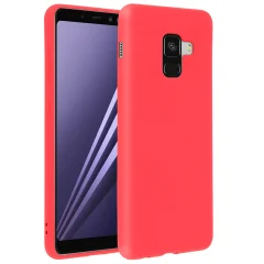 Silikonski gel ovitek Soft Touch za Samsung Galaxy A8 2018 - pastelno rdec